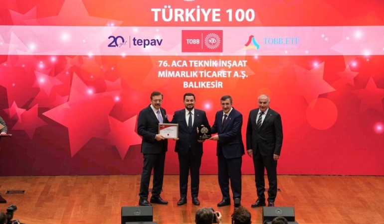 ACA, “Türkiye 100” ödülü aldı